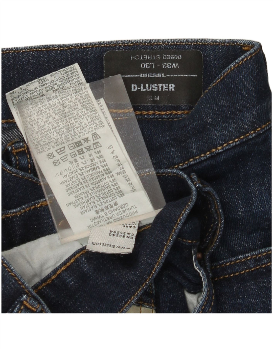 DIESEL Jean Slim D-Luster Homme W33 L30 Bleu Coton