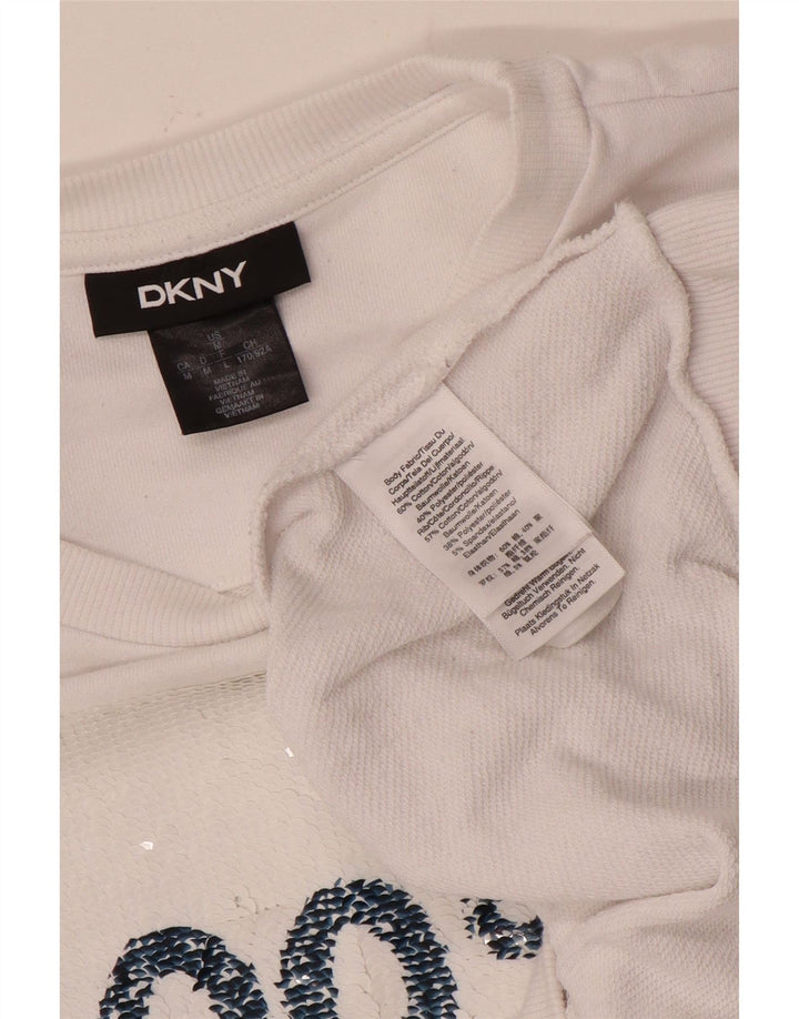 Dkny Sweat-shirt graphique pour femme UK 14 en coton blanc moyen