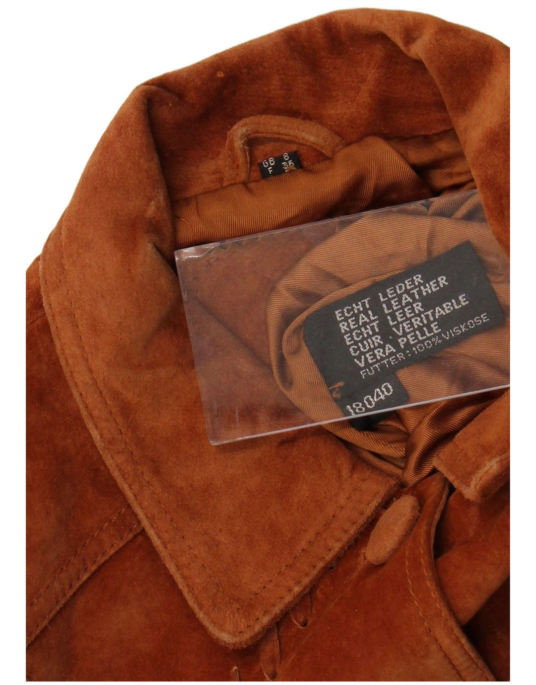 VINTAGE Veste en daim surdimensionnée femme UK 8 Petit cuir marron