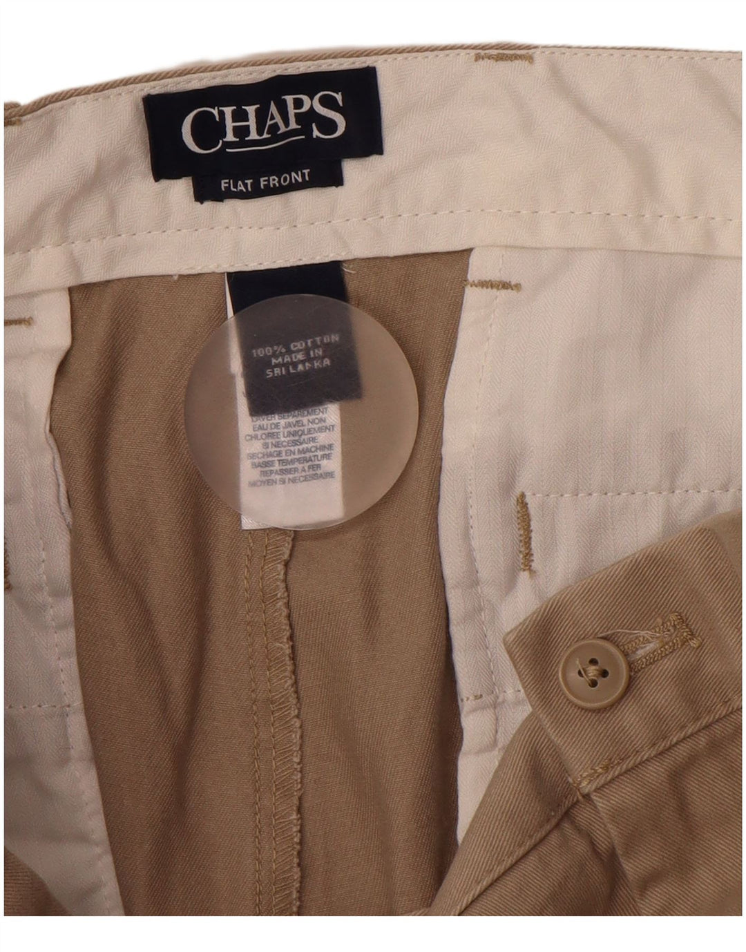 CHAPS Pantalon Chino Droit Homme W36 L34 Beige Coton