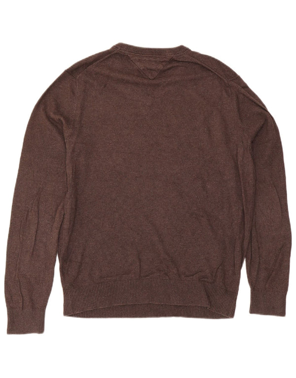 Tommy Hilfiger Pull col V pour homme Petit coton marron