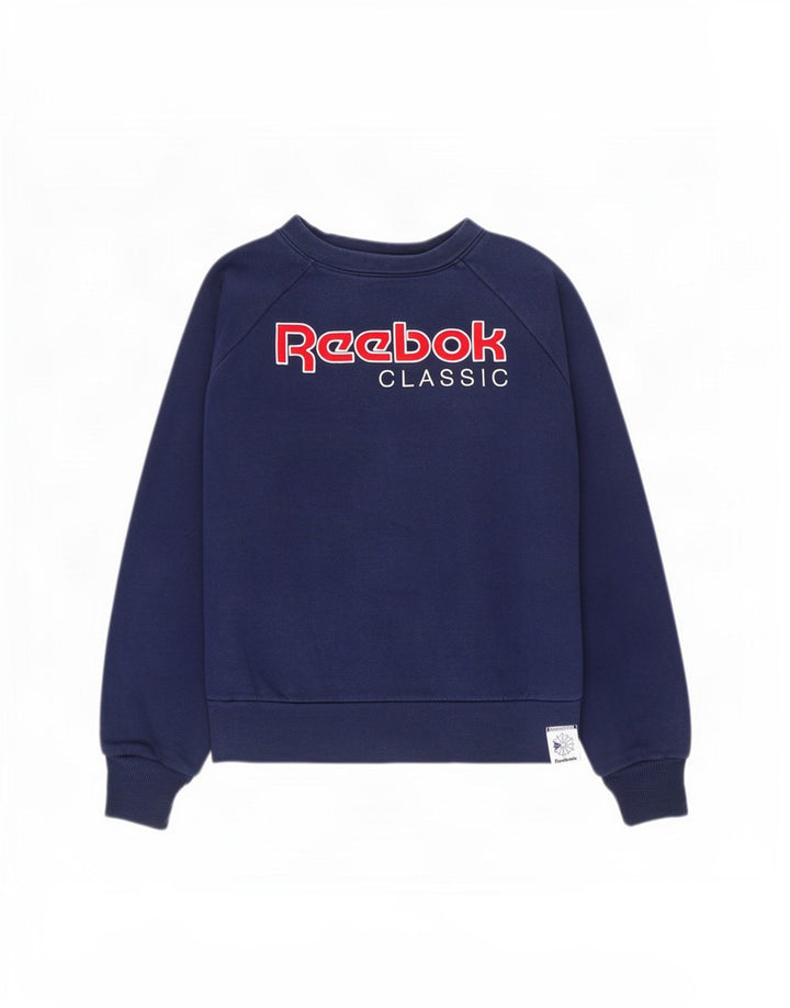 Reebok Sweat-shirt surdimensionné graphique pour femme UK 12/14 Bleu marine moyen