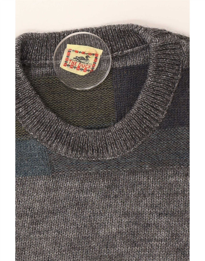 vintage Mens Crew Neck Jumper Sweater IT 46 Petit Colorblock multicolore