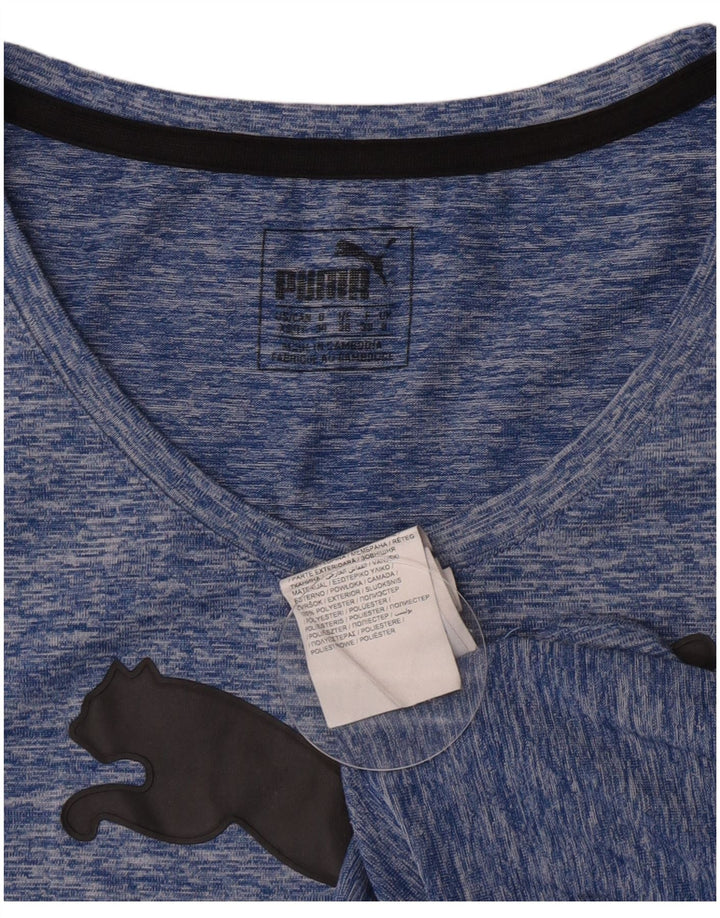 Puma T-shirt graphique pour femme UK 8 Small Bleu moucheté Polyester