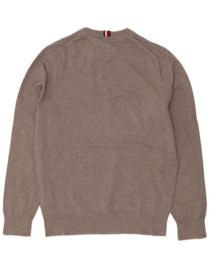 Tommy Hilfiger Pull à col rond pour homme Petit gris Coton