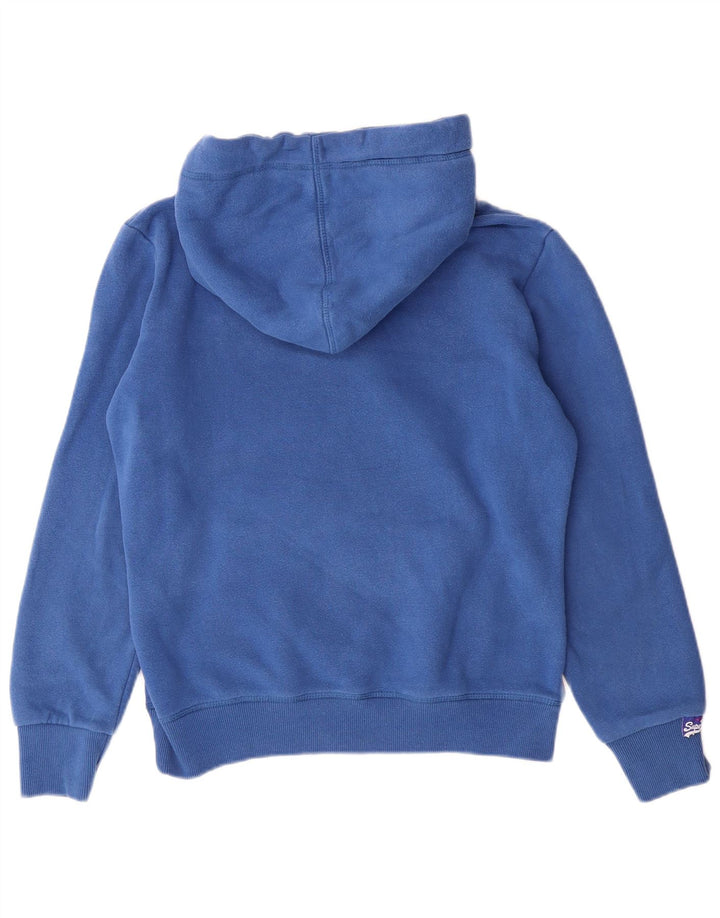 SUPERDRY Pull à capuche surdimensionné graphique pour femme UK 10 Petit Bleu Coton