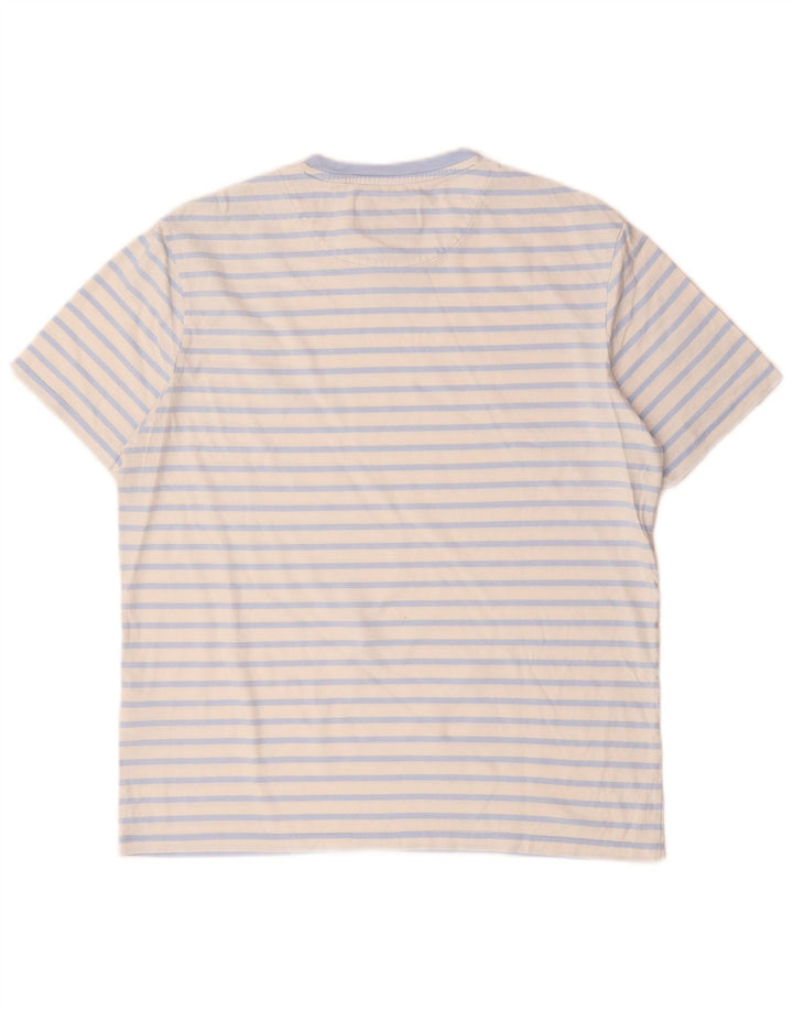 LYLE & SCOTT Femme T-Shirt Top Large Blanc Rayé Coton