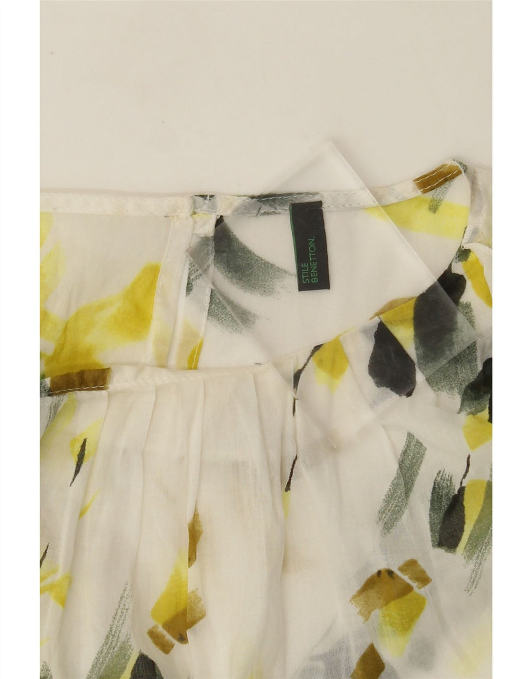 BENETTON Chemisier pour femme UK 12 Medium Blanc Floral