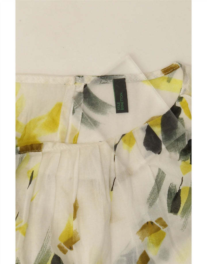 BENETTON Chemisier pour femme UK 12 Medium Blanc Floral