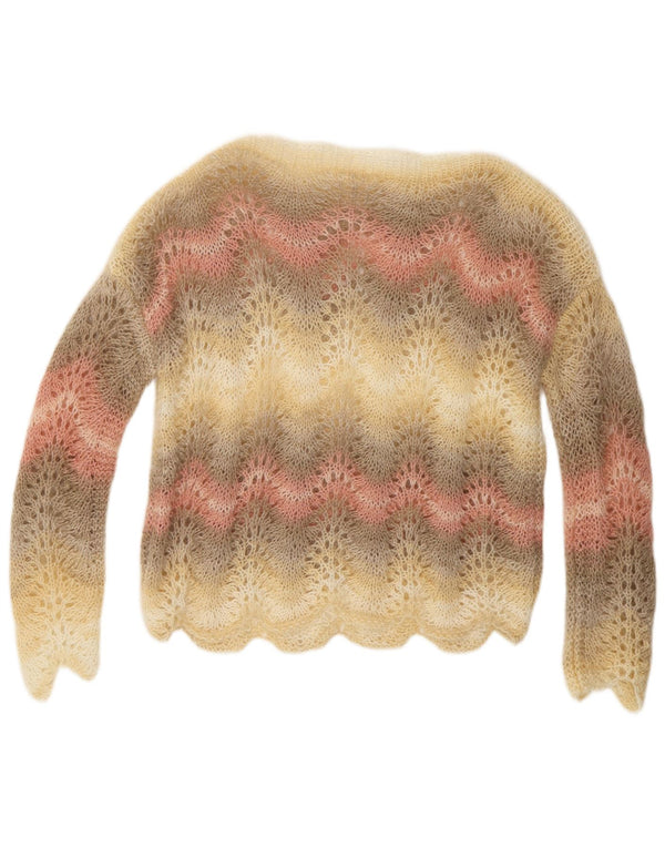 VINTAGE Femme Col Bateau Pull Pull UK 14 Moyen Multicolore Rayé