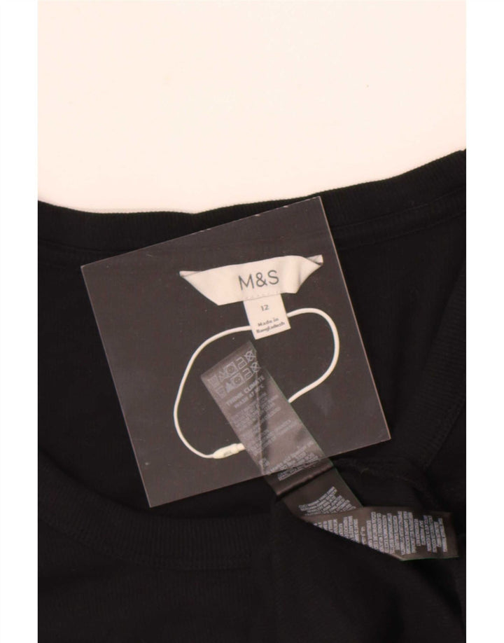Marks & Spencer Haut à manches longues pour femme UK 12 Coton noir moyen