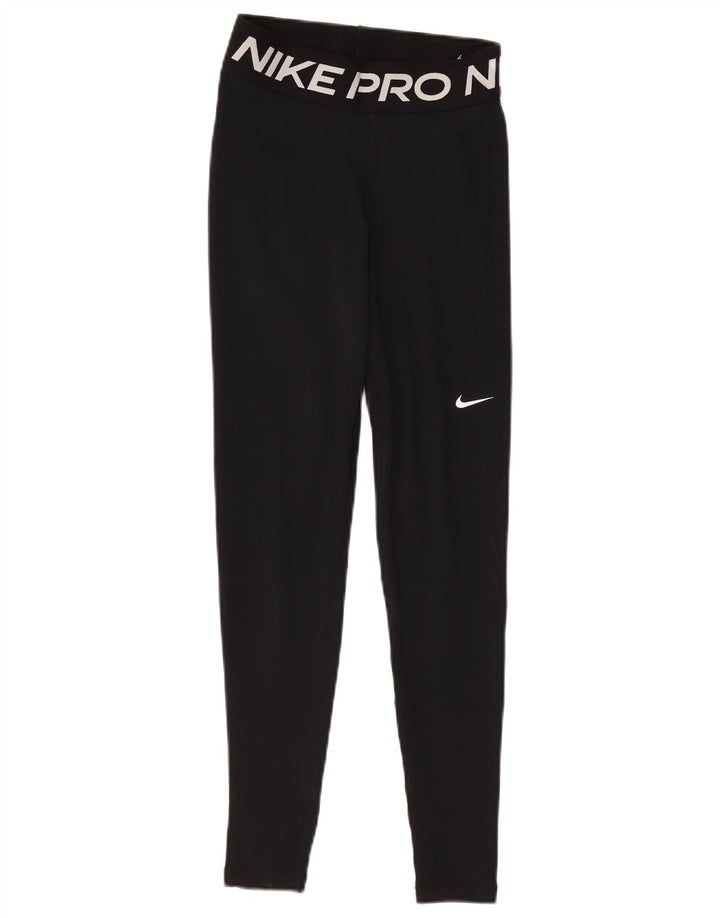 NIKE Legging graphique Dri Fit pour femme UK 4 XS Noir Polyester