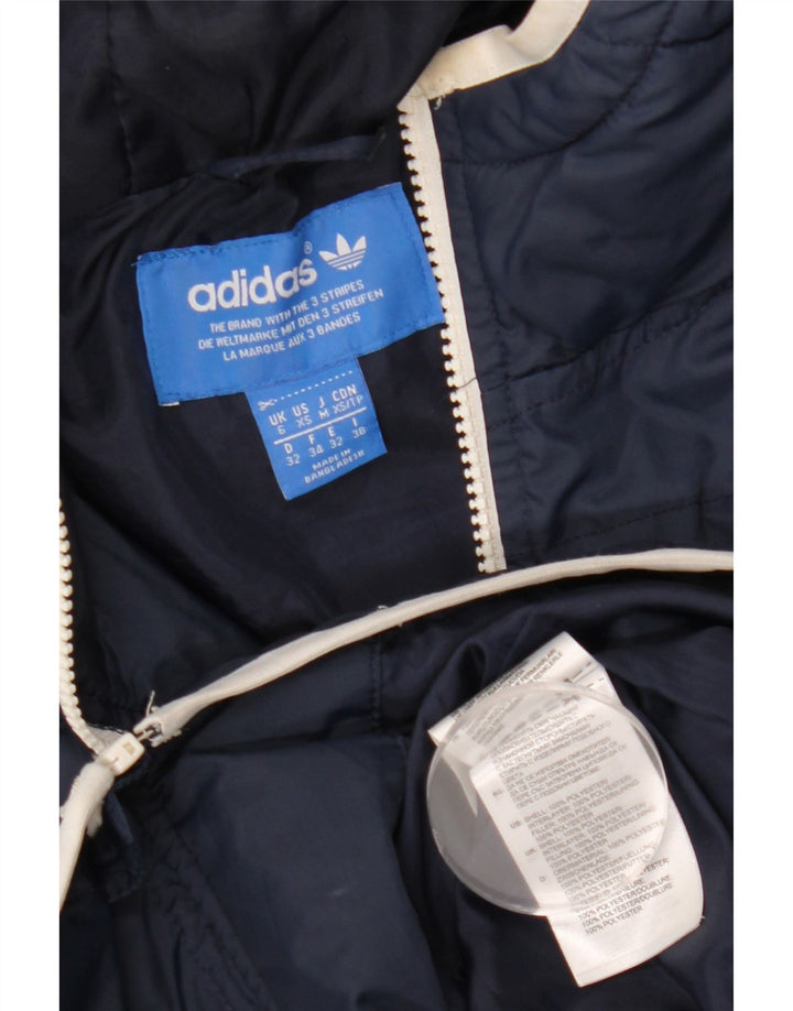 Adidas Veste rembourrée à capuche pour femme UK 6 XS Bleu marine Polyester