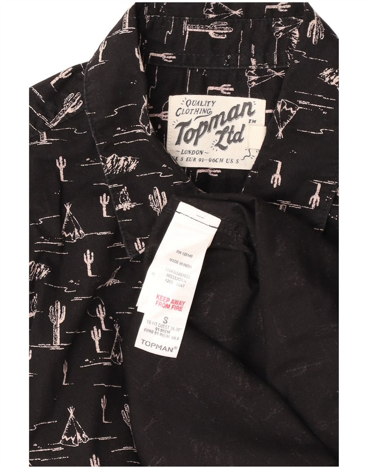 TOPMAN Chemise homme motif abstrait petit coton noir
