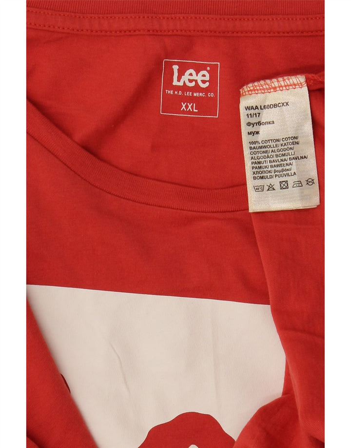 LEE T-Shirt Graphique Homme Top 2XL Rouge Coton