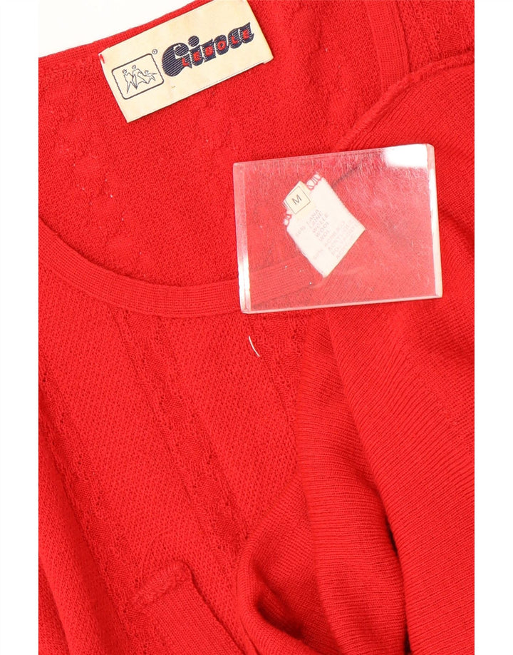 Lebole Pull à manches courtes et col rond pour femme UK 14 Laine rouge moyen