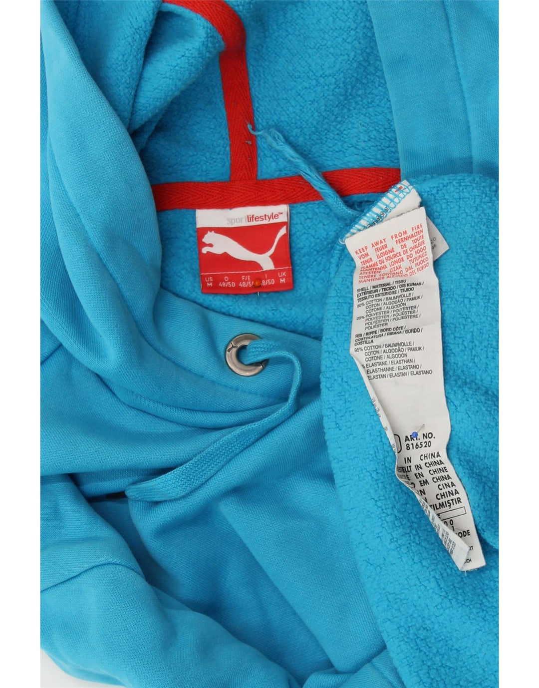PUMA Pull à capuche pour homme en coton bleu moyen