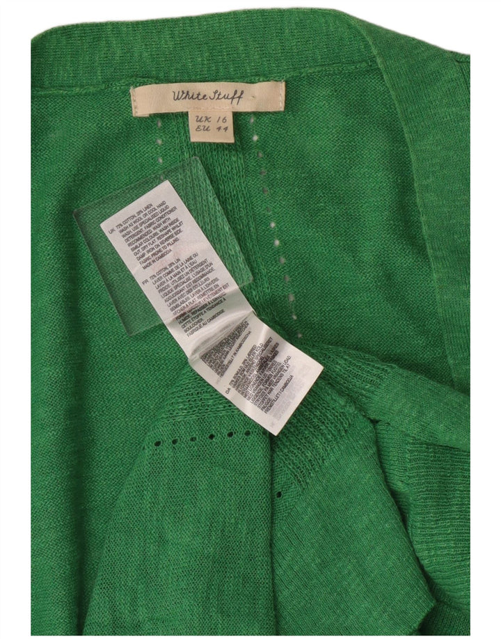 White Stuff Cardigan ouvert long pour femme en coton vert UK 16 Large