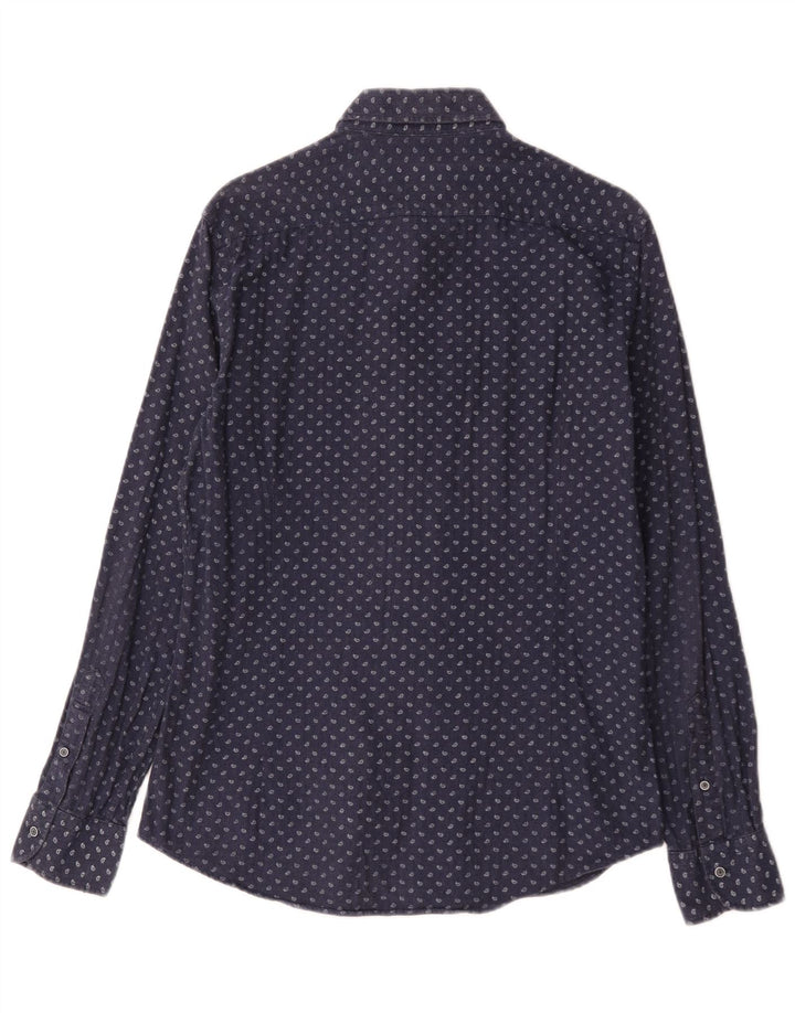 Massimo Dutti Chemise Homme Bleu Marine Moyen Paisley Coton