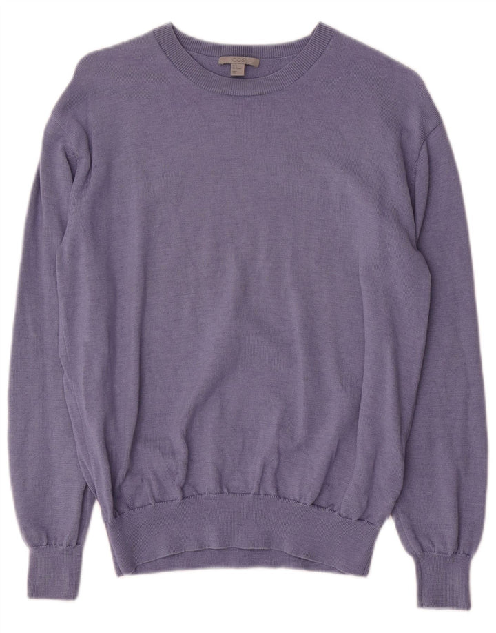 Cos Pull surdimensionné à col bateau pour femme UK 10 Petite laine bleue