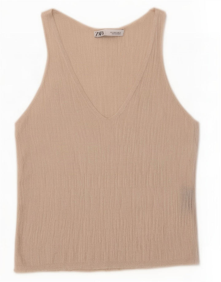 Zara Chemisier sans manches pour femme UK 10 Small Gris Viscose