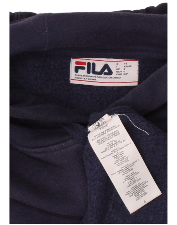 FILA Mens Hoodie Jumper Small Navy Blue Cotton