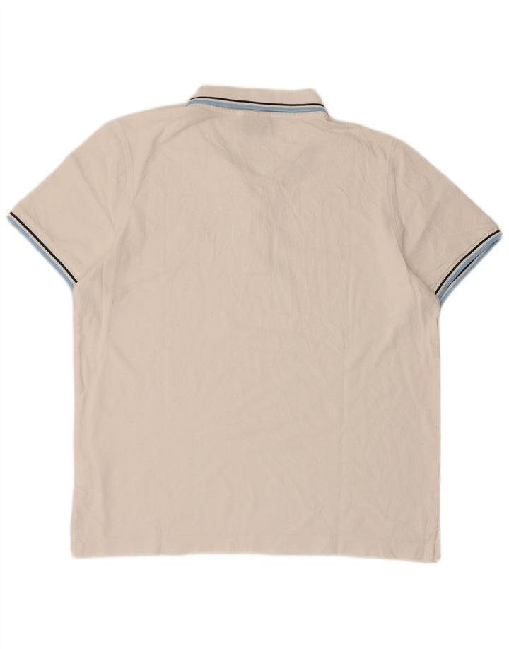 Lotto Polo Homme Large Blanc Rayé Coton