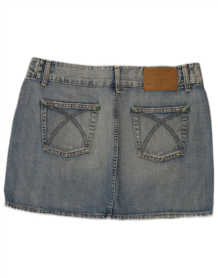 Benetton Femme Mini Jupe En Jean IT 44 Moyen W32 Bleu Coton