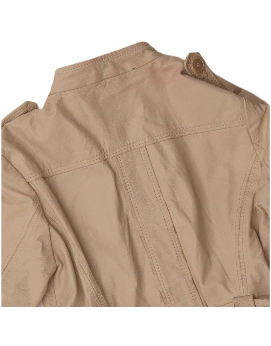Veste en cuir militaire femme vintage IT 44 Cuir beige moyen