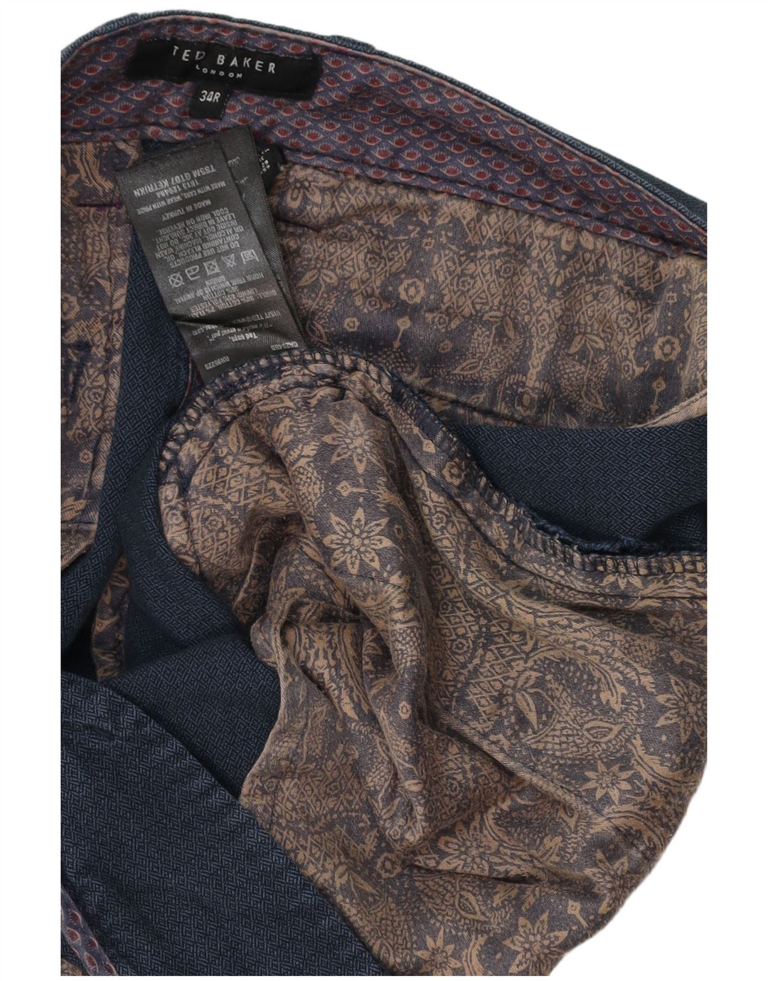 Ted Baker Pantalon de Costume Slim Homme W34 L32 Bleu Marine Coton