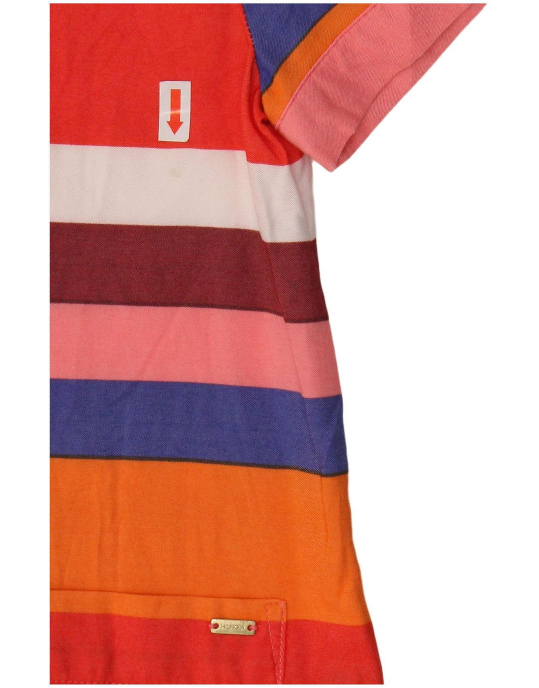 TOMMY HILFIGER Haut Chemisier Fille 8-9 ans Viscose Rayé Rouge Moyen