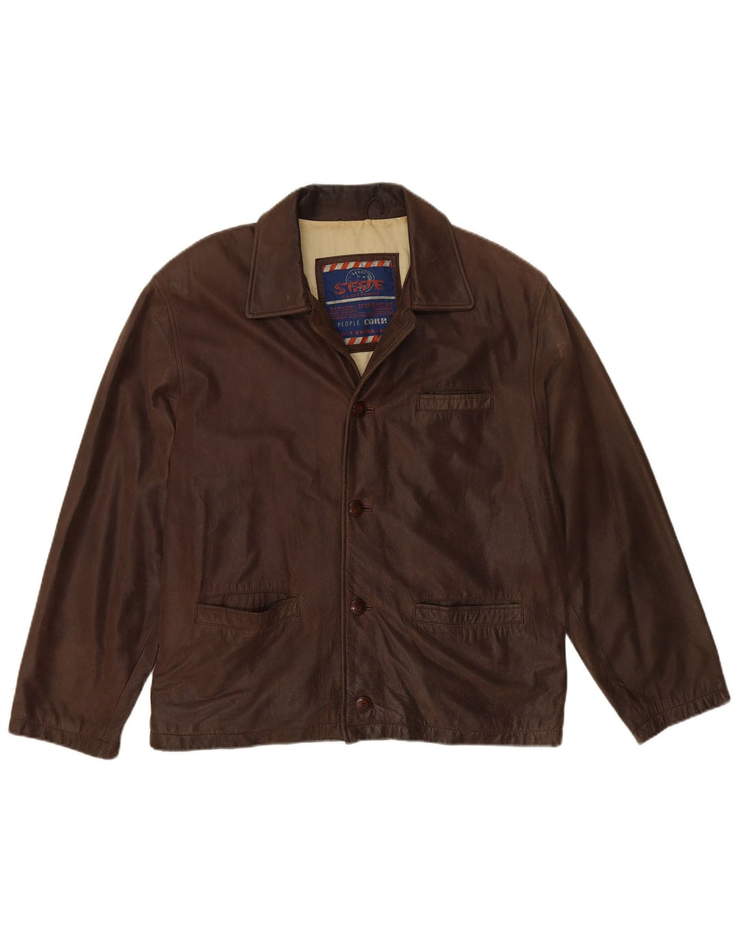 VINTAGE Veste en cuir homme UK 42 XL Cuir marron