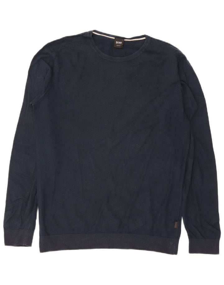 Hugo Boss Pull ras du cou pour homme, grand bleu marine