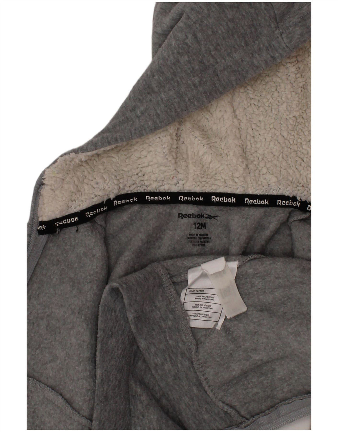 REEBOK Pull à capuche zippé graphique pour bébé garçon 9-12 mois Gris Polyester