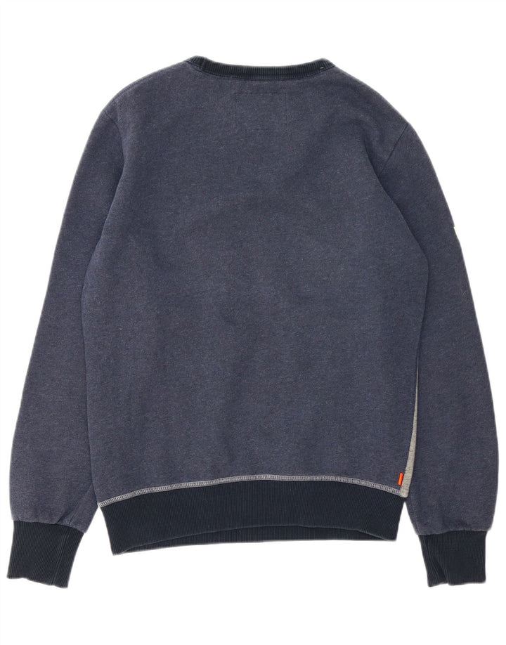 Superdry Sweat-Shirt Graphique en Coton Colorblock Bleu Marine Moyen Homme