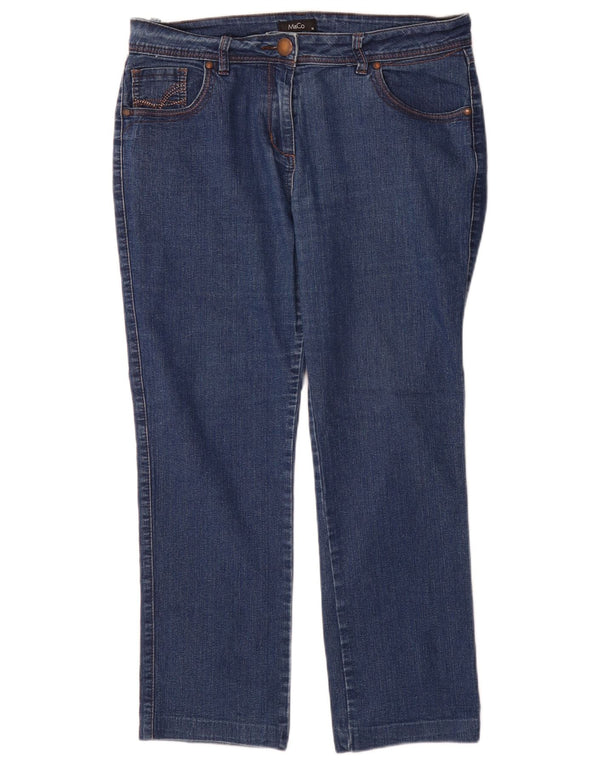 M&Co Jean droit pour femme UK 14 Large W32 L28 Bleu Coton