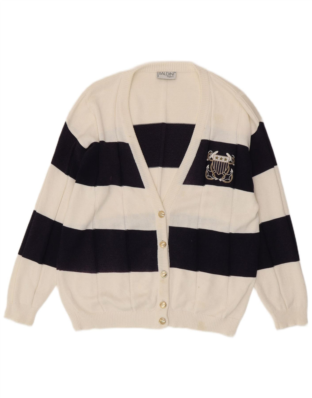 Baldini Womens Cardigan Sweater UK 16 Grand Blanc Rayé