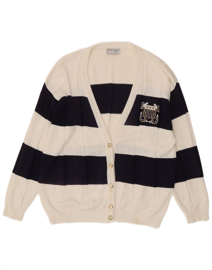 Baldini Womens Cardigan Sweater UK 16 Grand Blanc Rayé
