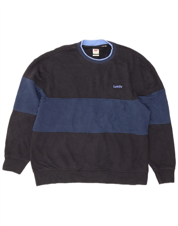 Levi's Sweat-shirt coupe décontractée pour homme, grand, bleu marine, color block