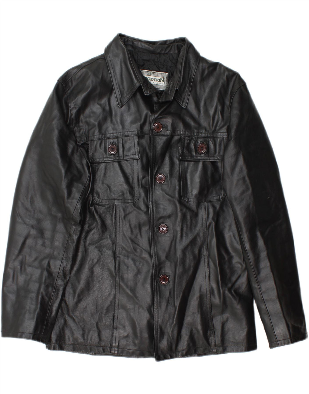 WOOD'SKIN Womens Leather Jacket UK 20 2XL Black Leather Vintage WOOD'SKIN and Second-Hand WOOD'SKIN from Messina Hembry 
