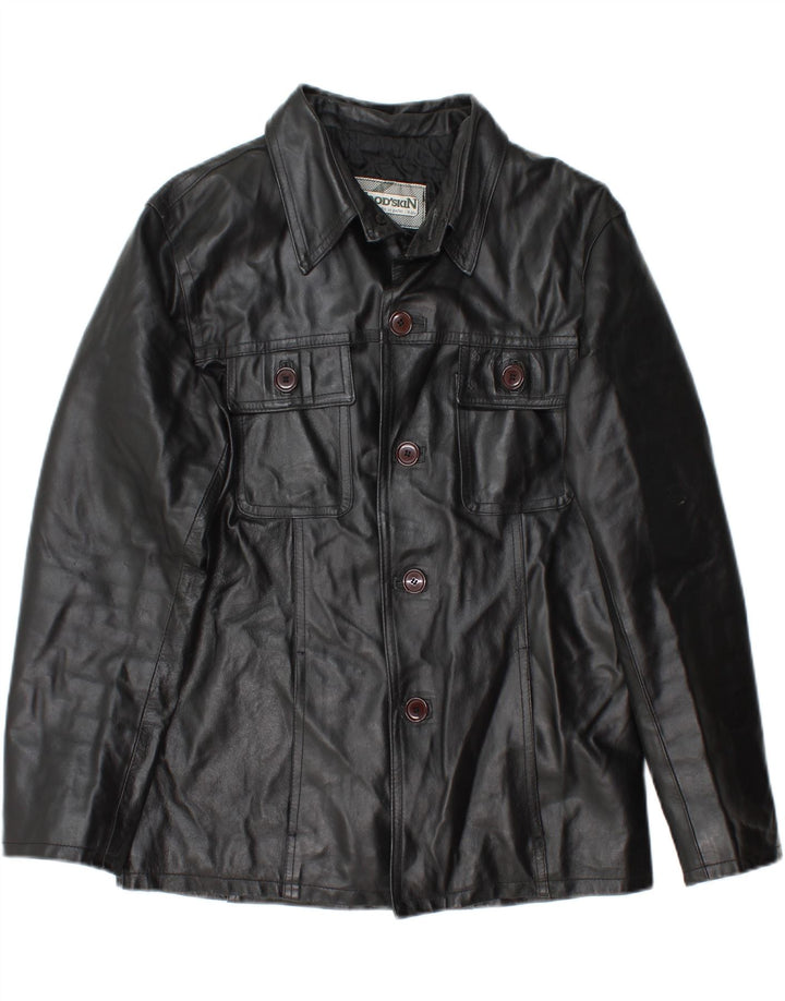 WOOD'SKIN Womens Leather Jacket UK 20 2XL Black Leather Vintage WOOD'SKIN and Second-Hand WOOD'SKIN from Messina Hembry 