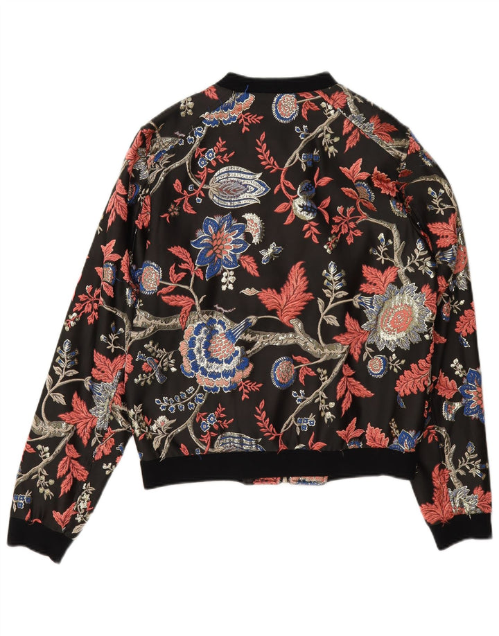 Guess Veste Bomber Femme UK 6 XS Noir Floral Polyester