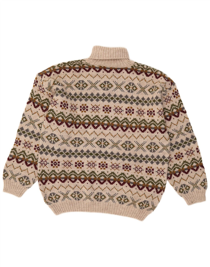 Wit Boy Pull col roulé pour homme en laine d'alpaga beige Fair Isle