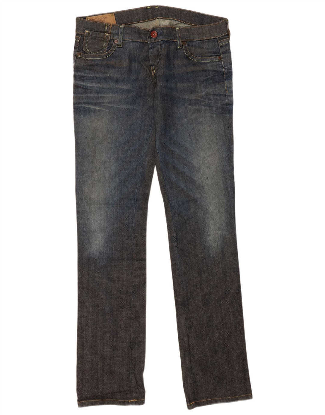 Benetton Jean Slim Homme IT 48 Moyen W34 L35 Bleu Coton