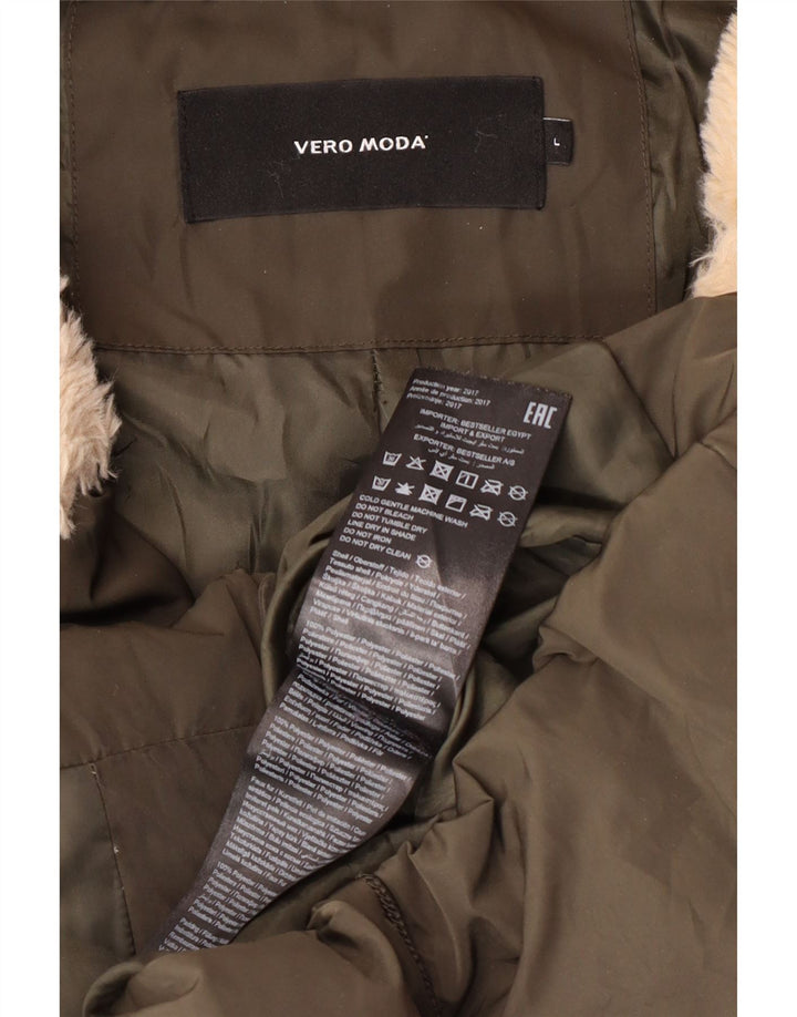 Vero Moda femmes manteau rembourré à capuche grand kaki Polyester hiver