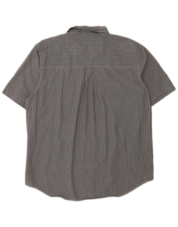 Chaps Chemise à manches courtes pour homme facile d'entretien en coton à carreaux gris