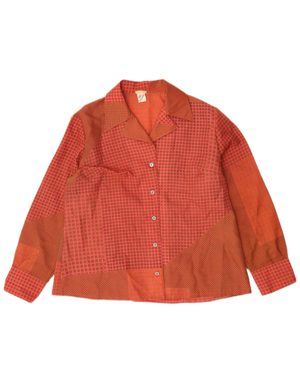Chemisier chemise femme vintage UK 16 grand polyester géométrique rouge
