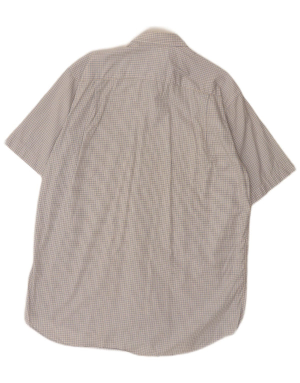 Lacoste Chemise à manches courtes pour hommes Taille 40 Coton à carreaux bleu moyen