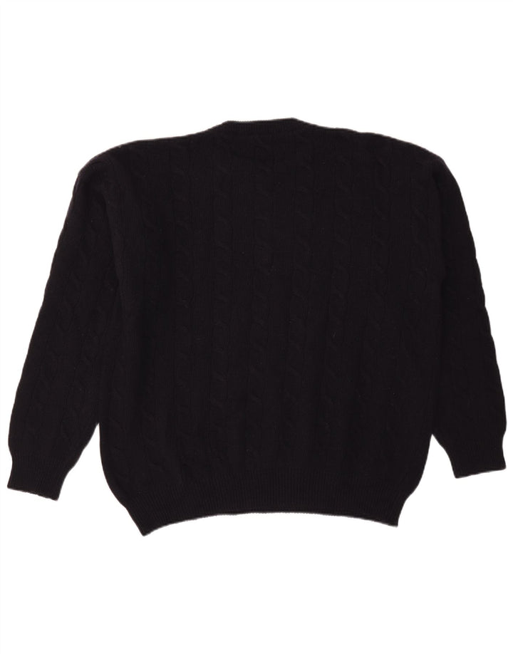 Zanolini Pull col rond pour homme XL en laine vierge bleu marine