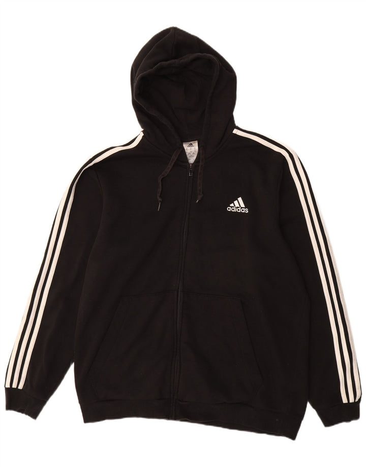 ADIDAS Pull à capuche zippé pour homme XL en coton noir
